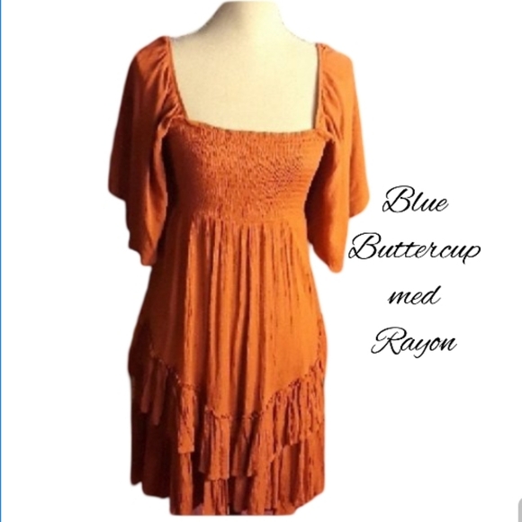 Chic Long Sleeve Orange/brown Dress - Picture 2 of 2